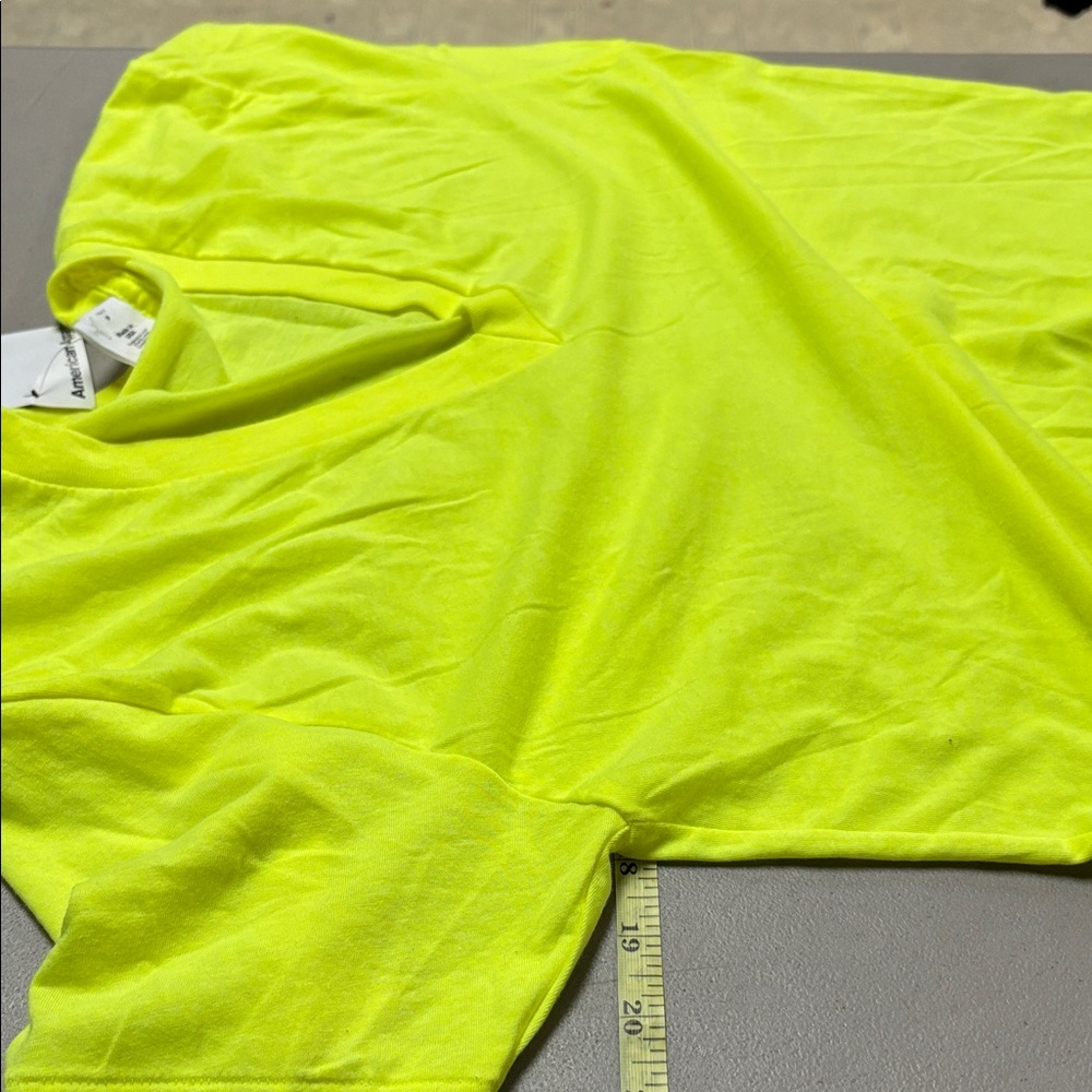 American Apparel Neon Yellow V-Neck Men's Tee - Picture 3 of 3